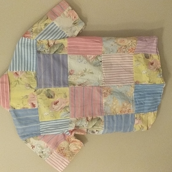 Lauren Ralph Lauren patchwork button up short sleeve 100% cotton. Unisex - Picture 3 of 5